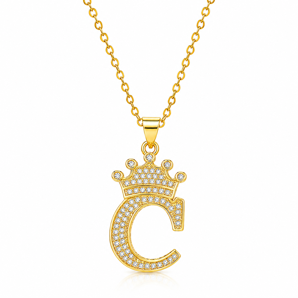 Royal Initial Crown Necklace