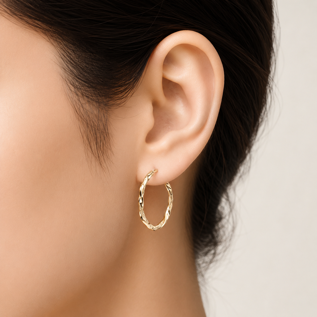 Two-Tone Luxury Hoop Earrings – Gold & Silver Textured Circle Earrings