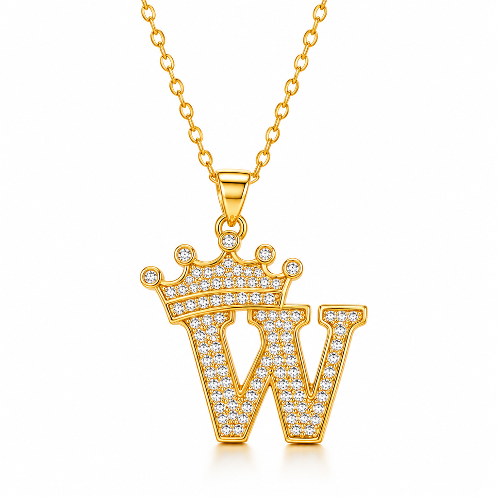 Royal Initial Crown Necklace
