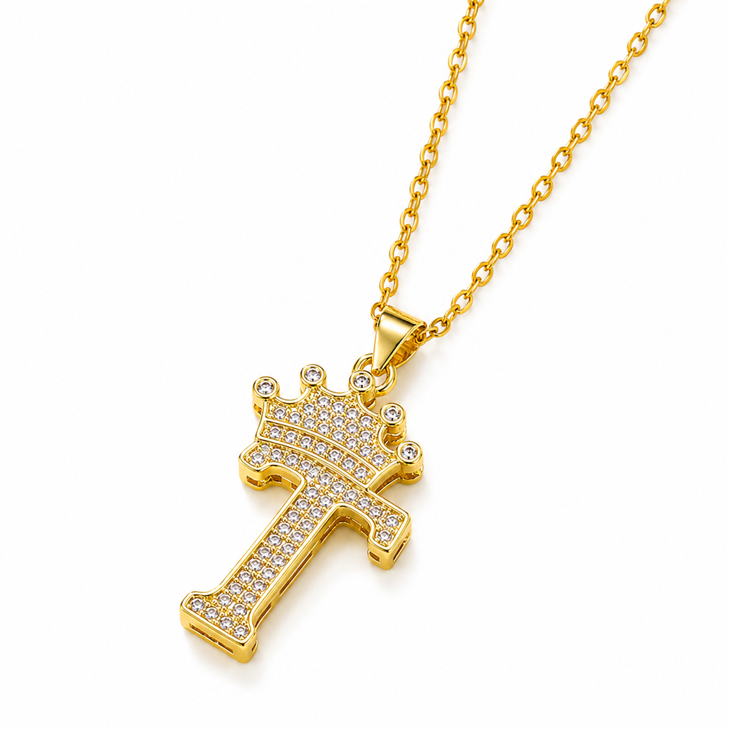 Royal Initial Crown Necklace