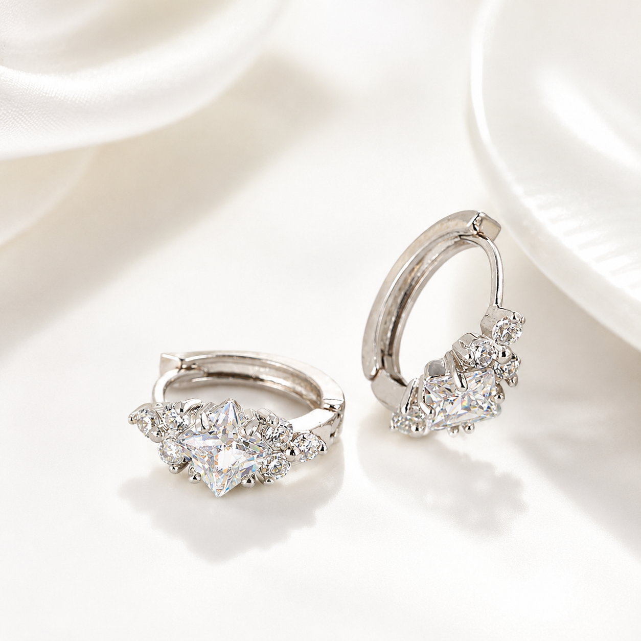 Princess Cut Zircon Hoop Earrings – Timeless Luxury Collection