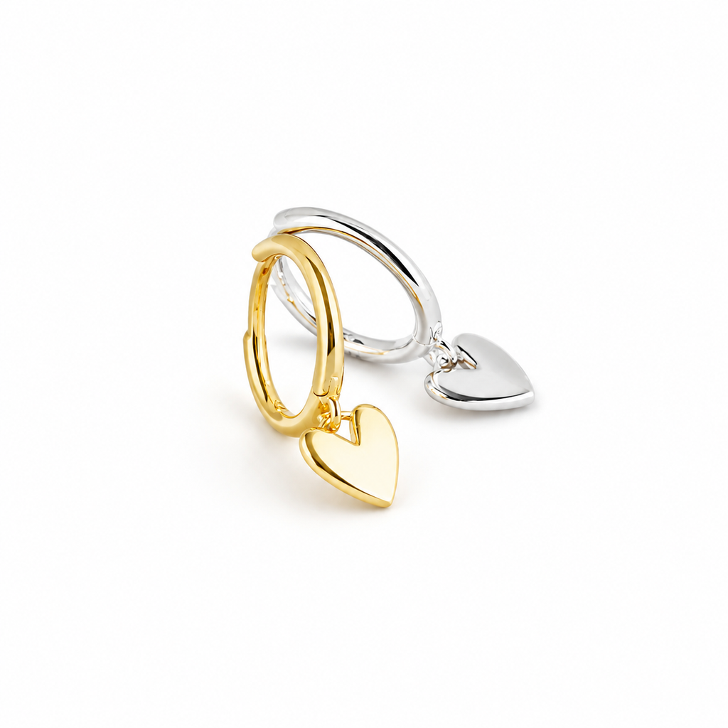 Love Heart Hoop Earrings – Minimalist Gold Charm Earrings