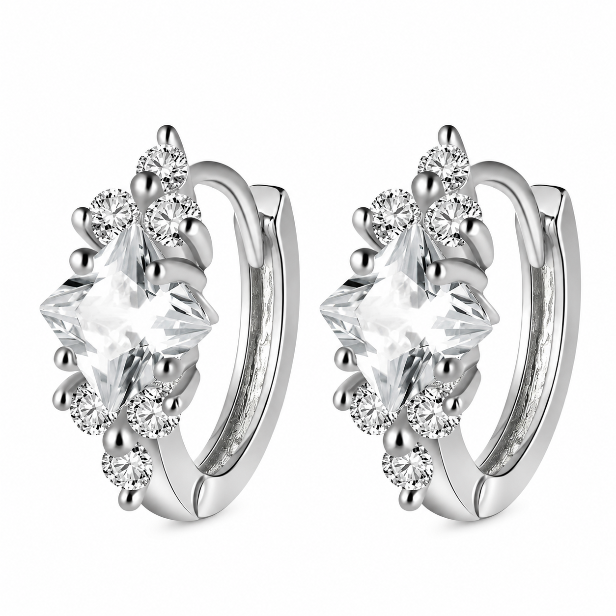 Princess Cut Zircon Hoop Earrings – Timeless Luxury Collection
