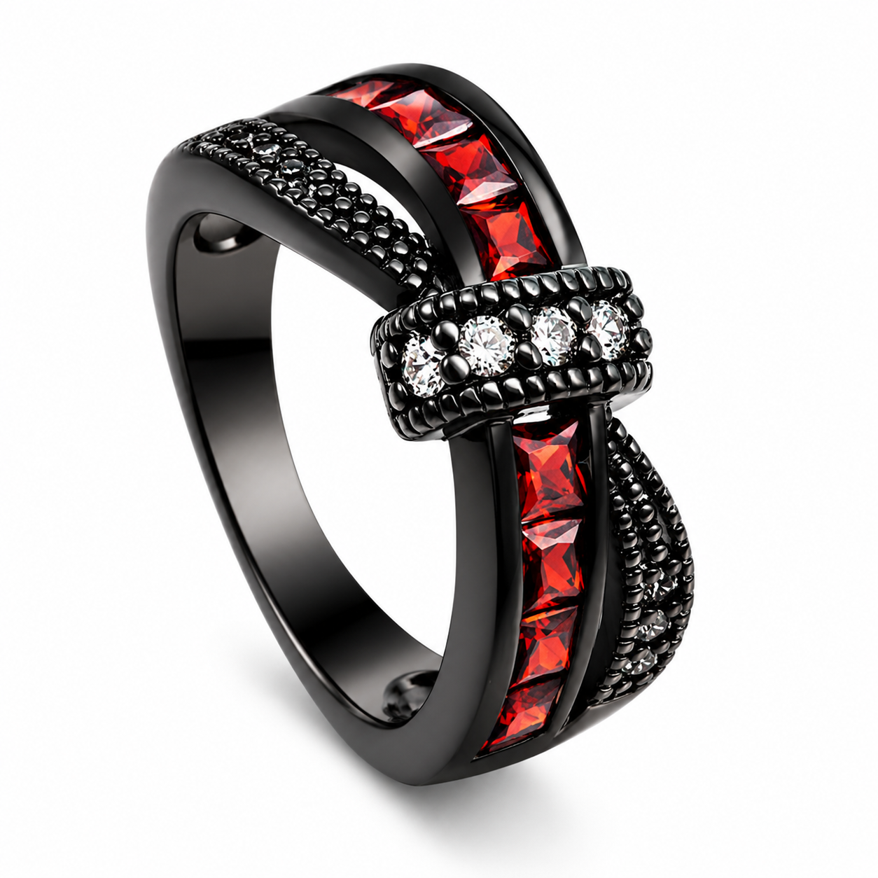 New Black Gold Crimson Noir Couple Ring