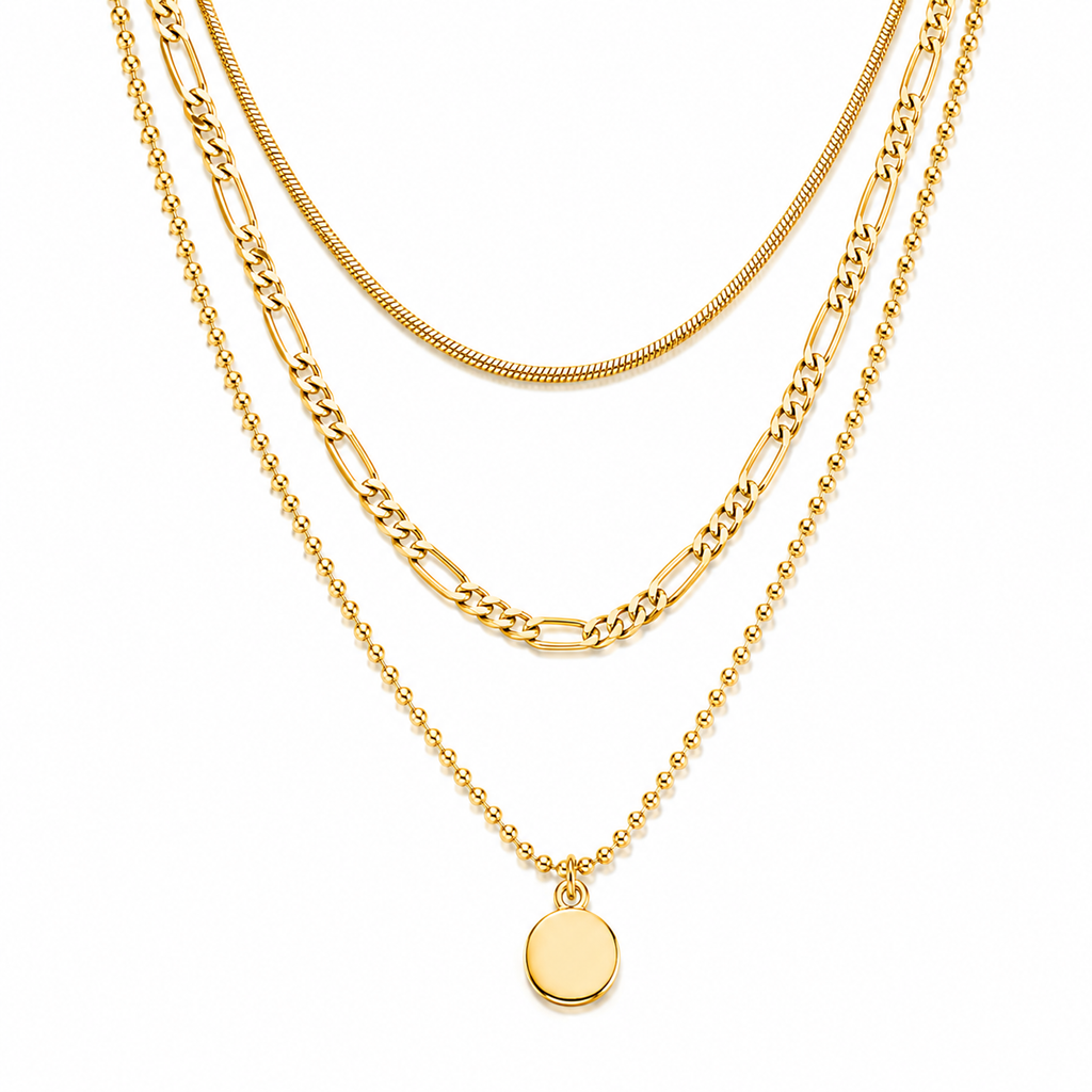 Vintage Oval Pendant Necklace – Minimalist Layered Gold Charm