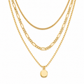 Vintage Oval Pendant Necklace – Minimalist Layered Gold Charm
