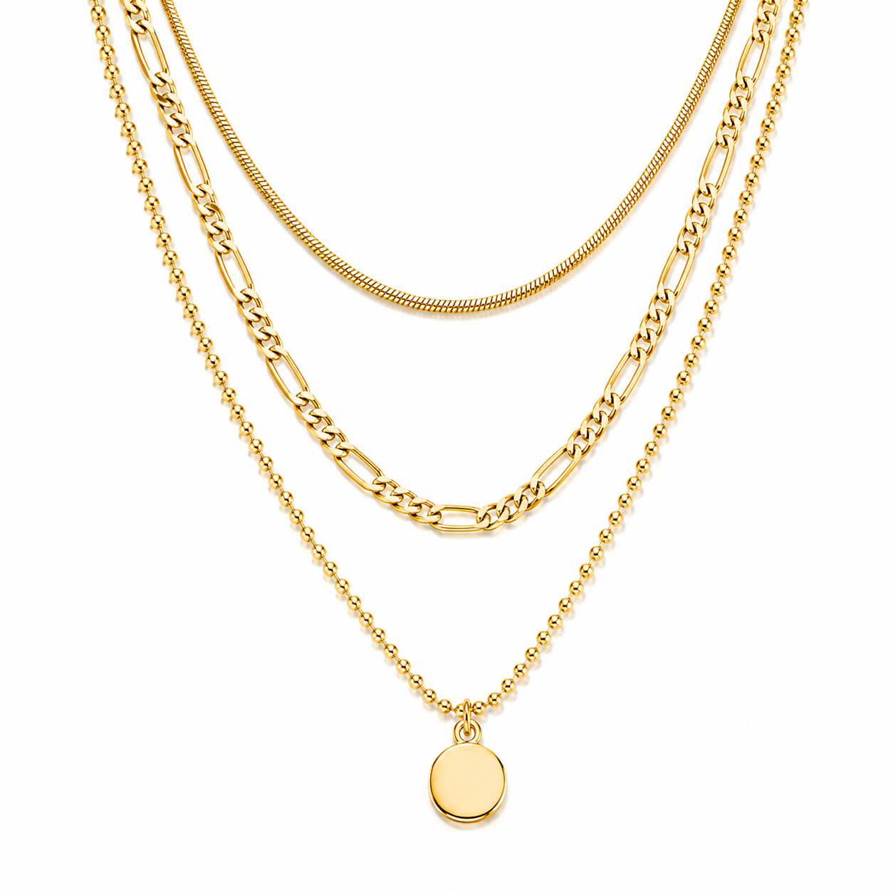Vintage Oval Pendant Necklace – Minimalist Layered Gold Charm