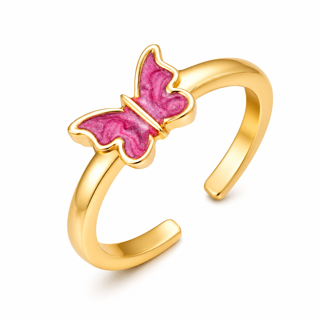 Butterfly Charm Ring Set