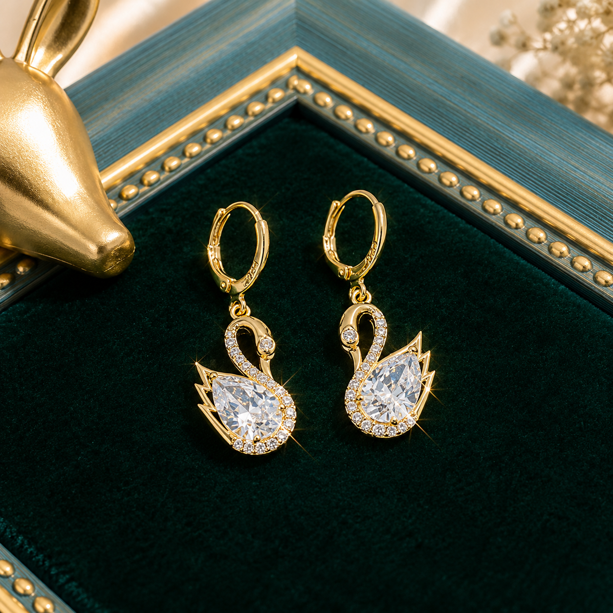 Crystal Swan Drop Earrings – Elegant Luxury Collection