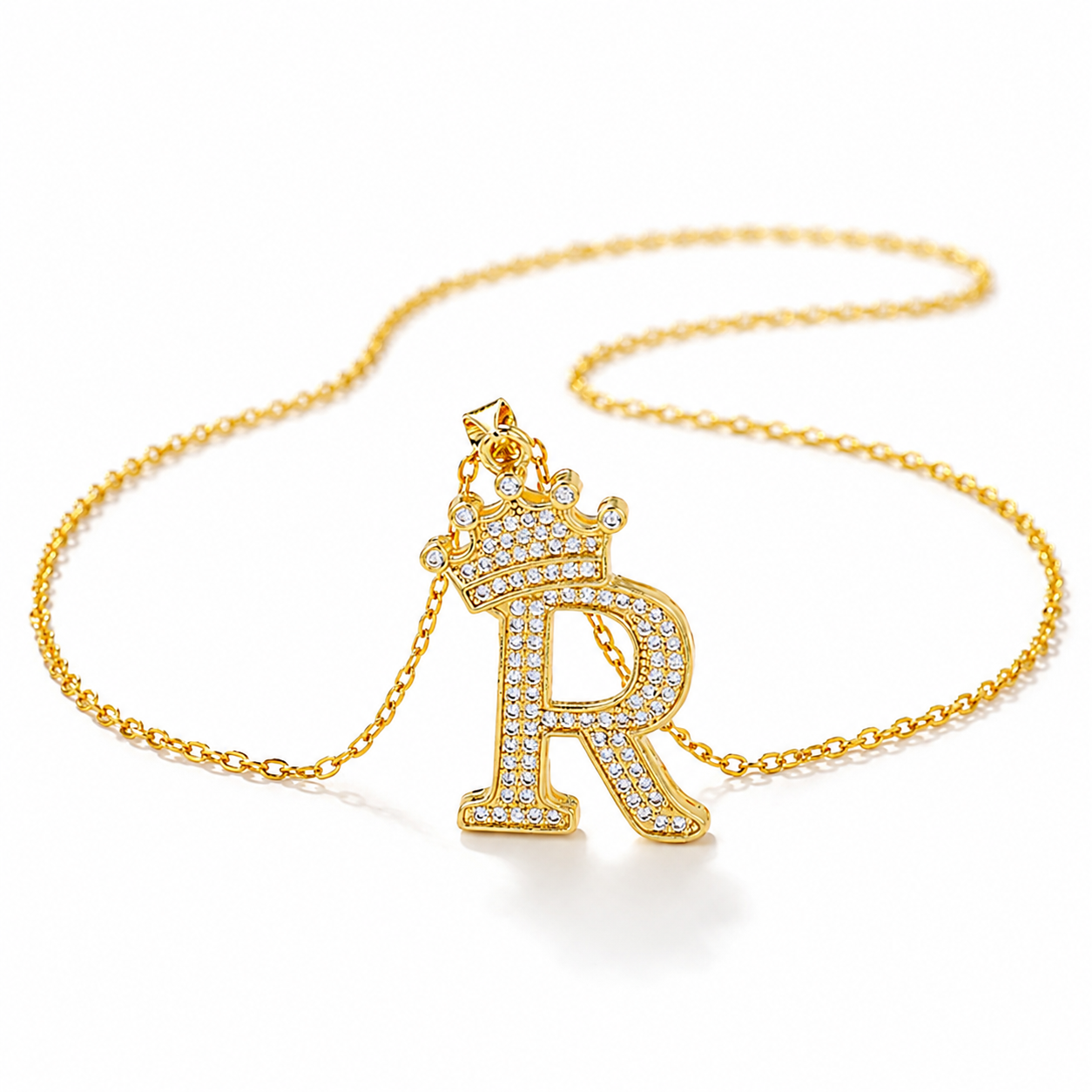 Royal Initial Crown Necklace
