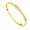 Luxe Lock Bracelet – 18K Gold Plated Stainless Steel Crystal Bangle