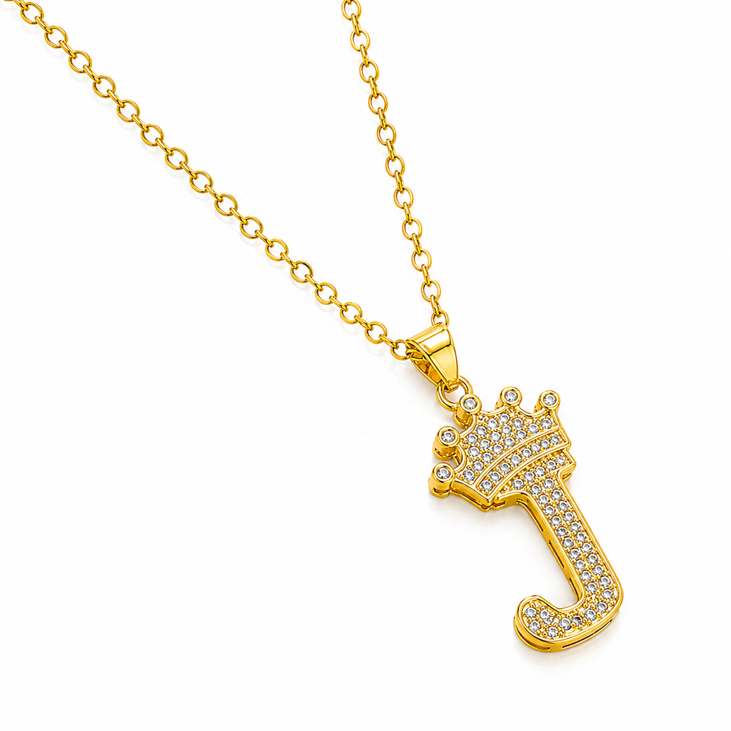 Royal Initial Crown Necklace