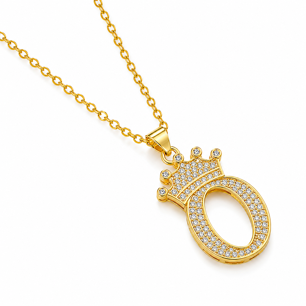 Royal Initial Crown Necklace