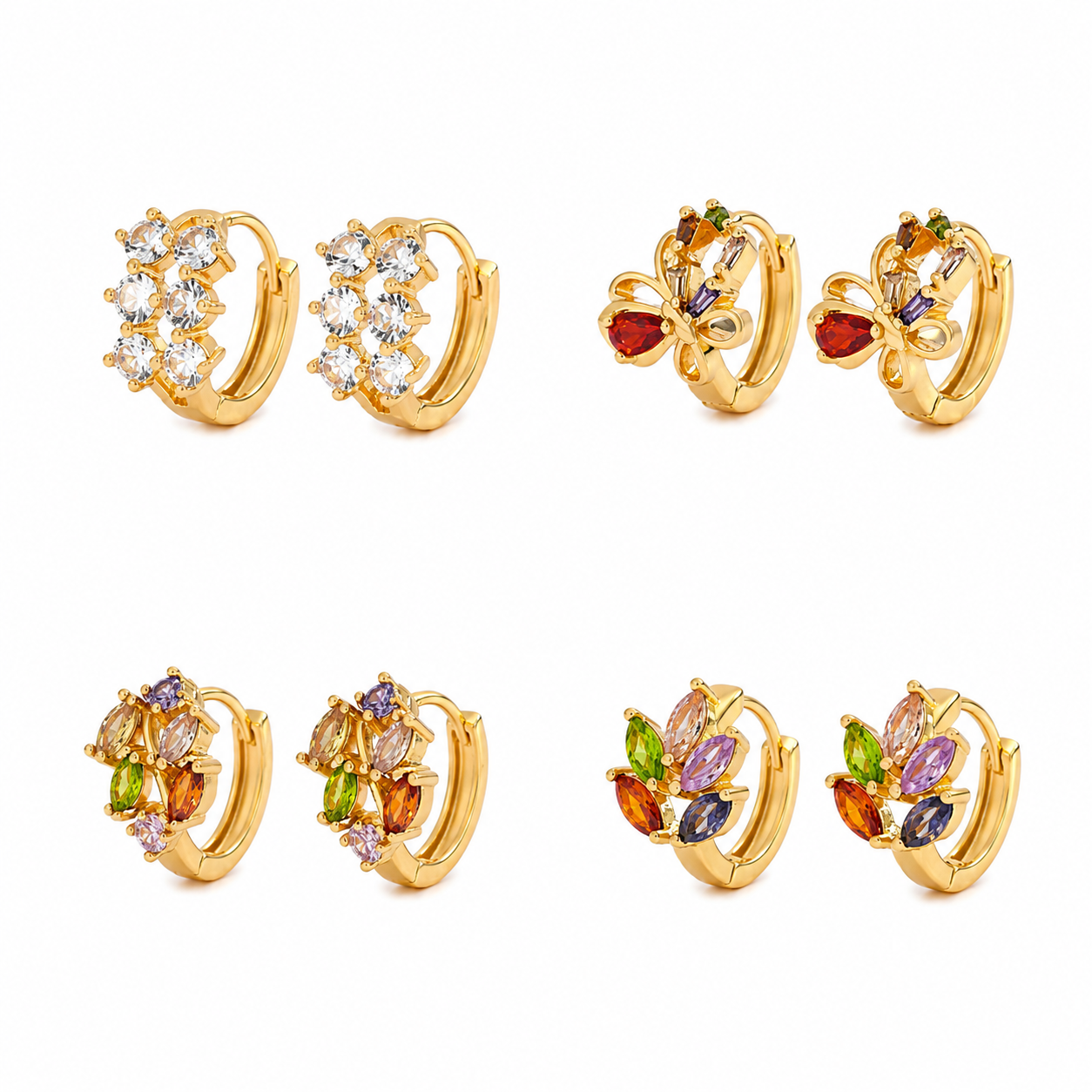 Bloom Crystal Huggie Earrings – Floral Luxury Collection