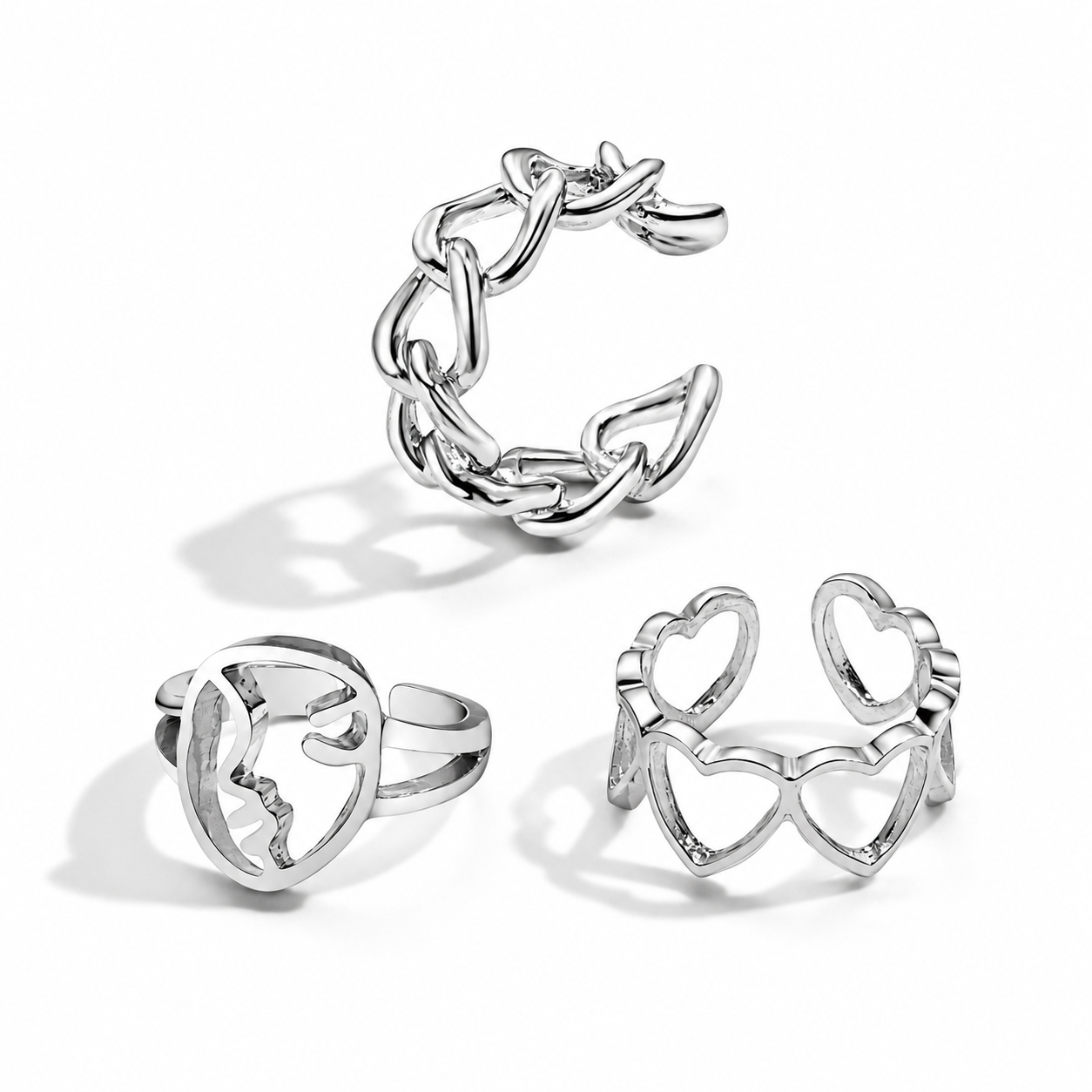Butterfly Charm Ring Set