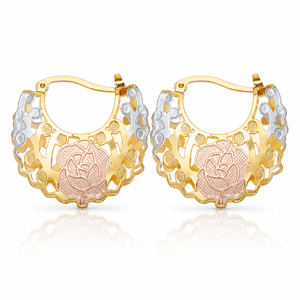Julia 18K Gold Hoop Earrings – Chic Geometric Bead Collection