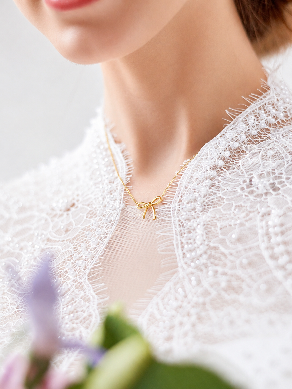 Bow Pendant Color Gold Clavicle Chain
