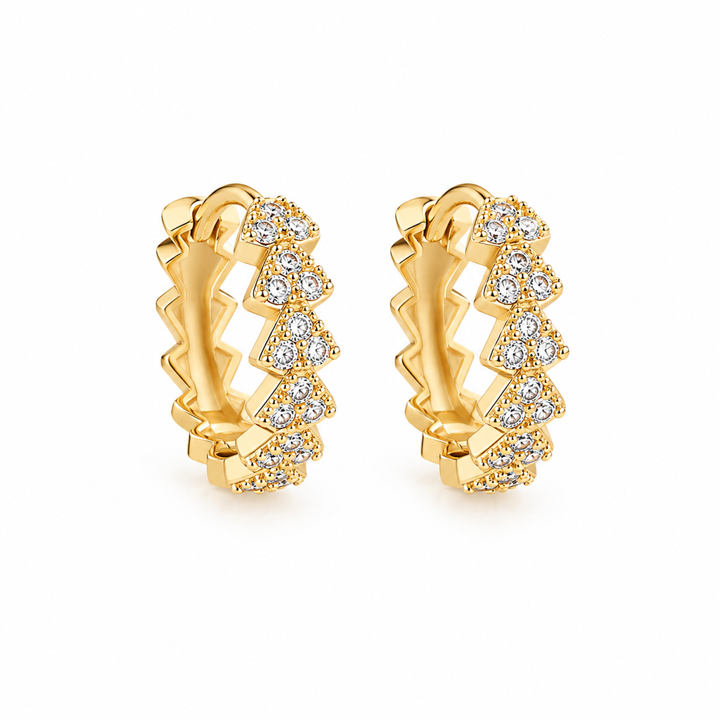 Sparkling Zircon Hoop Earrings – 18K Gold Luxury Collection