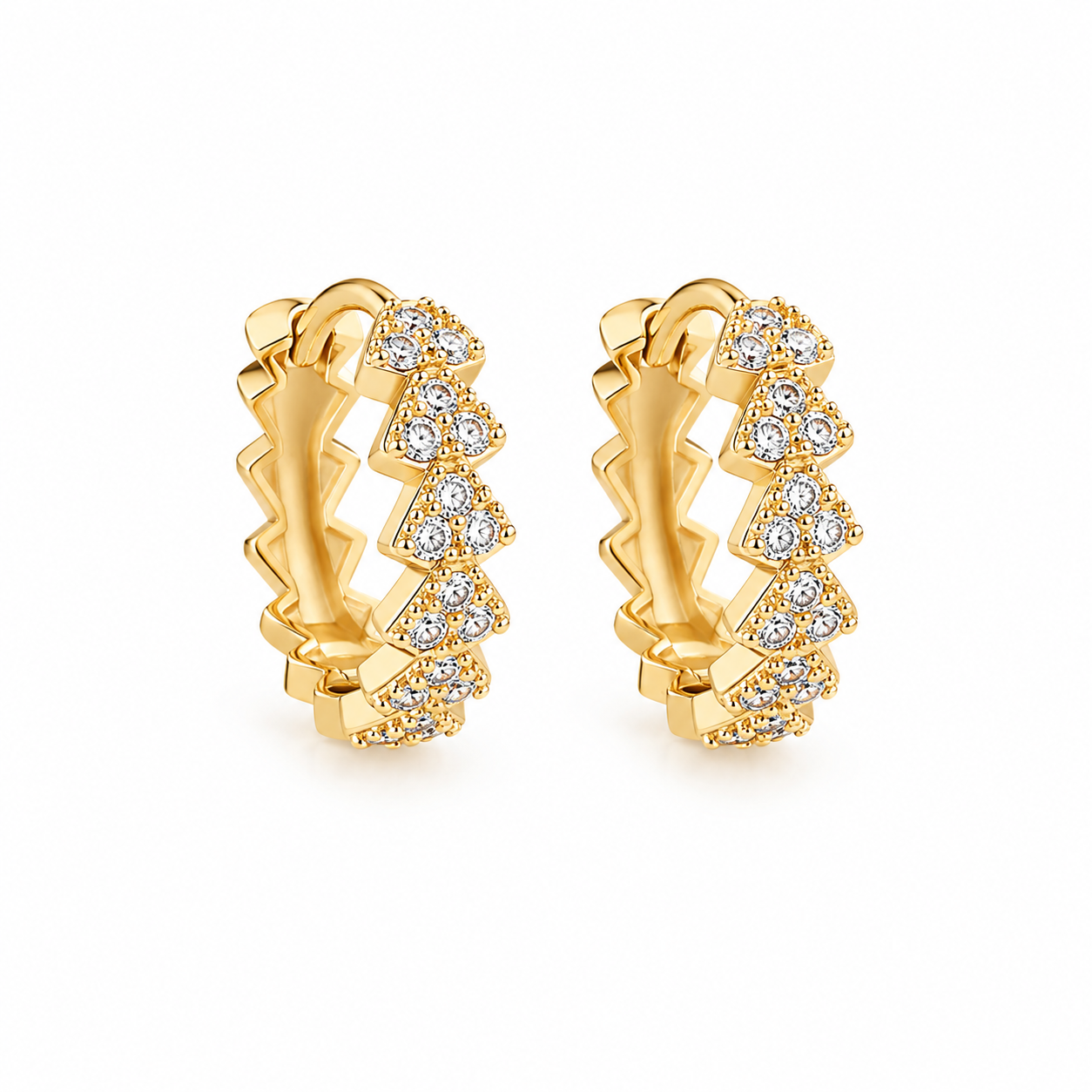 Sparkling Zircon Hoop Earrings – 18K Gold Luxury Collection