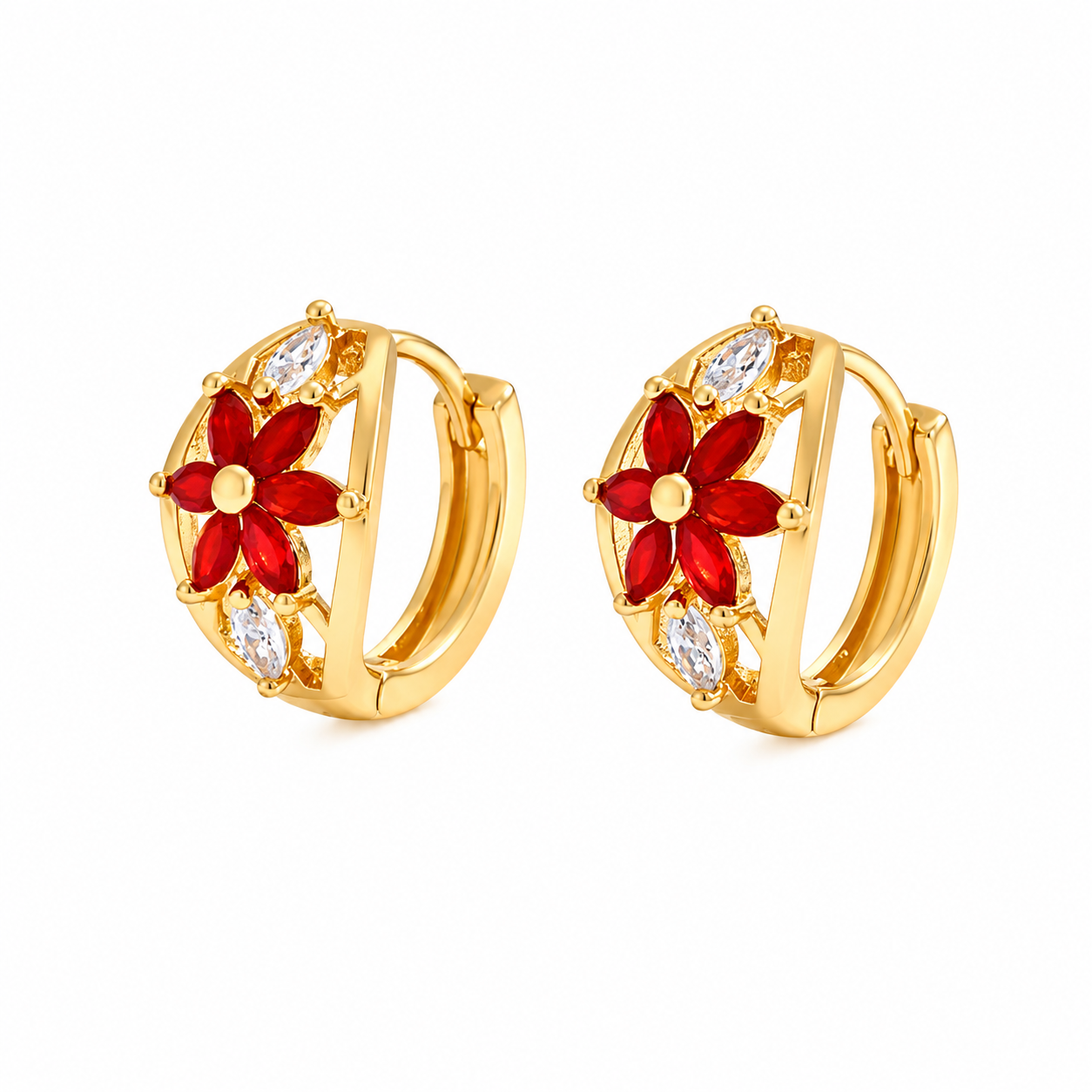 Bloom Crystal Huggie Earrings – Floral Luxury Collection