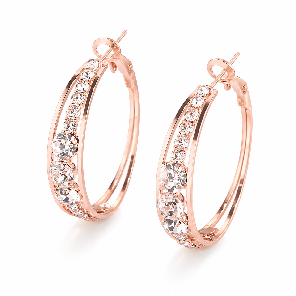 Crystal Luxe Hoop Earrings – Sparkling Zircon Elegance